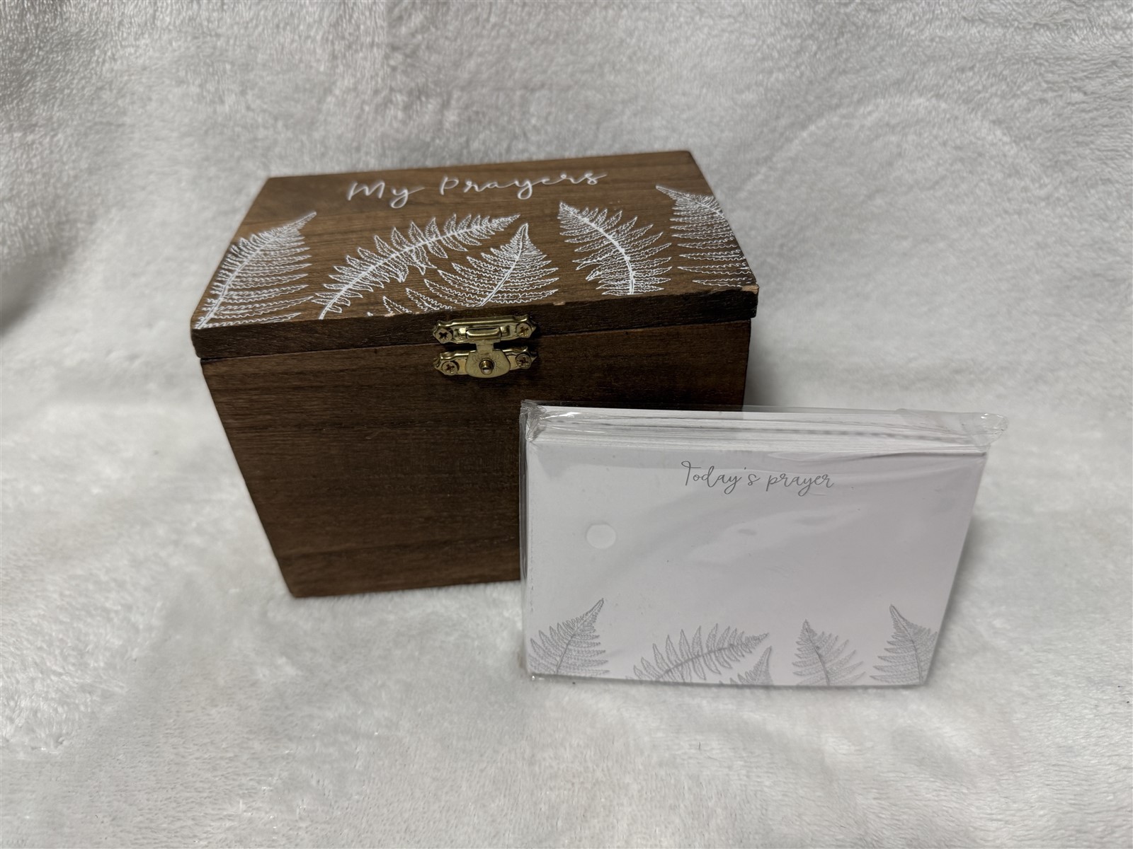 ECCOLO WOOD MY PRAYERS HINGED BOX WITH PRAYER CARDS WOODEN
