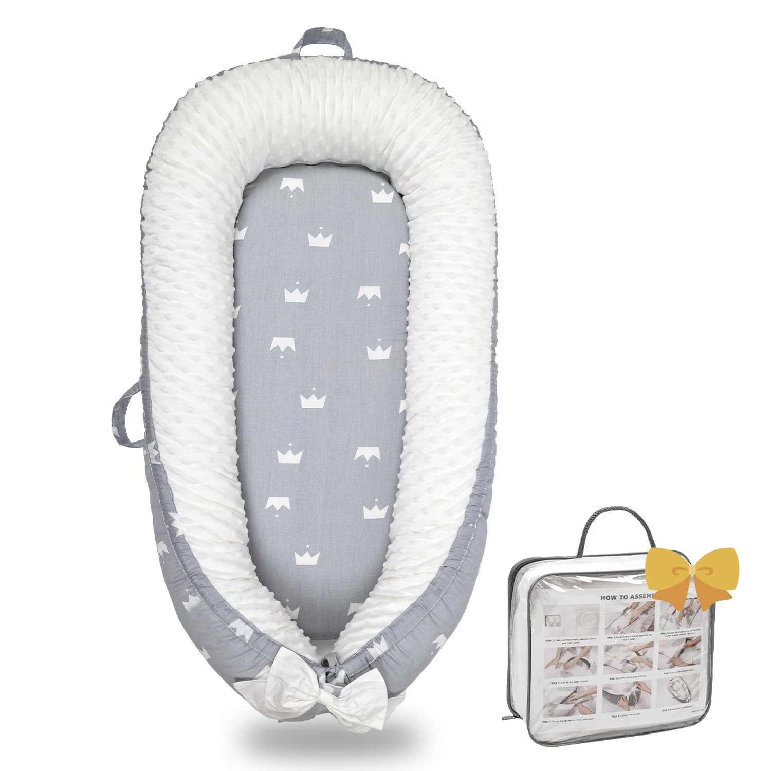 Baby Lounger-Breathable and Soft Organic 100% Cotton, Portable Infant Lounger...