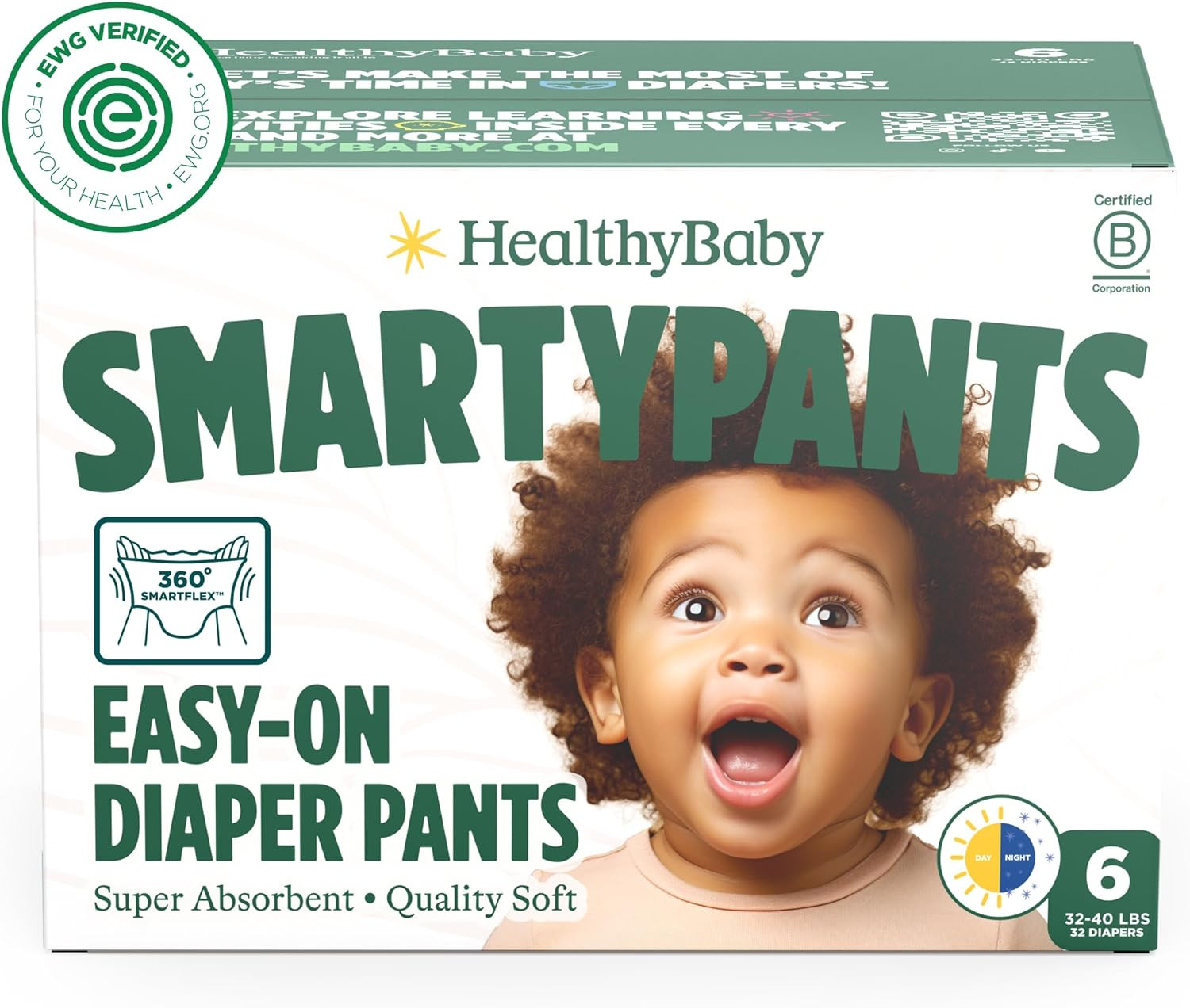 Smartypants Pull up Style Diapers | EWG Verified Safe & Plant-Based | Quilted 36