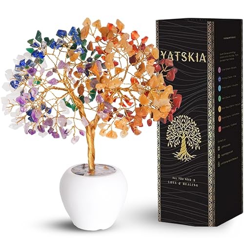  7 Chakra Tree of Life Crystal for Positive Energy - Seven Chakra Golden Wire