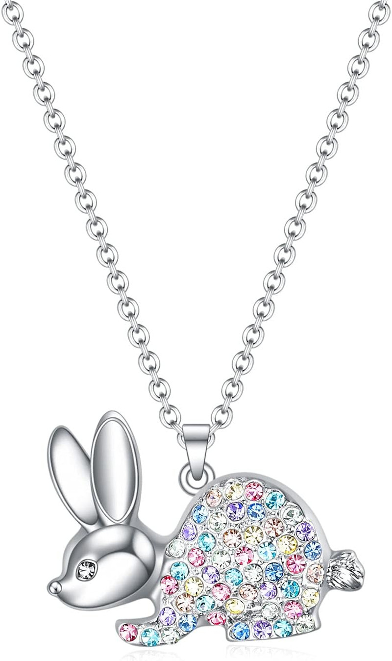 Rainbow Animal Necklace Gifts for Girls,Mermaid Unicorn Dinosaur Cat Horse Eleph