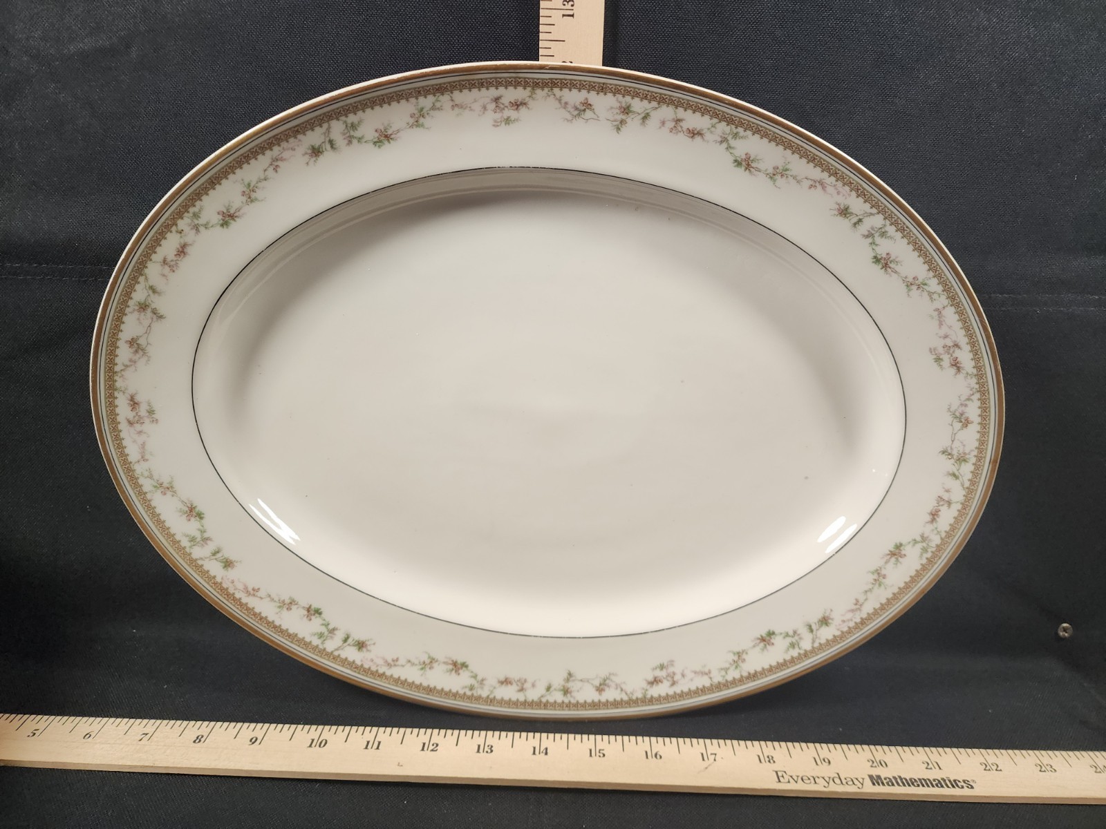 Antique Haviland Limoges France Large Oval Platter Plate Berry Floral Yale Gold