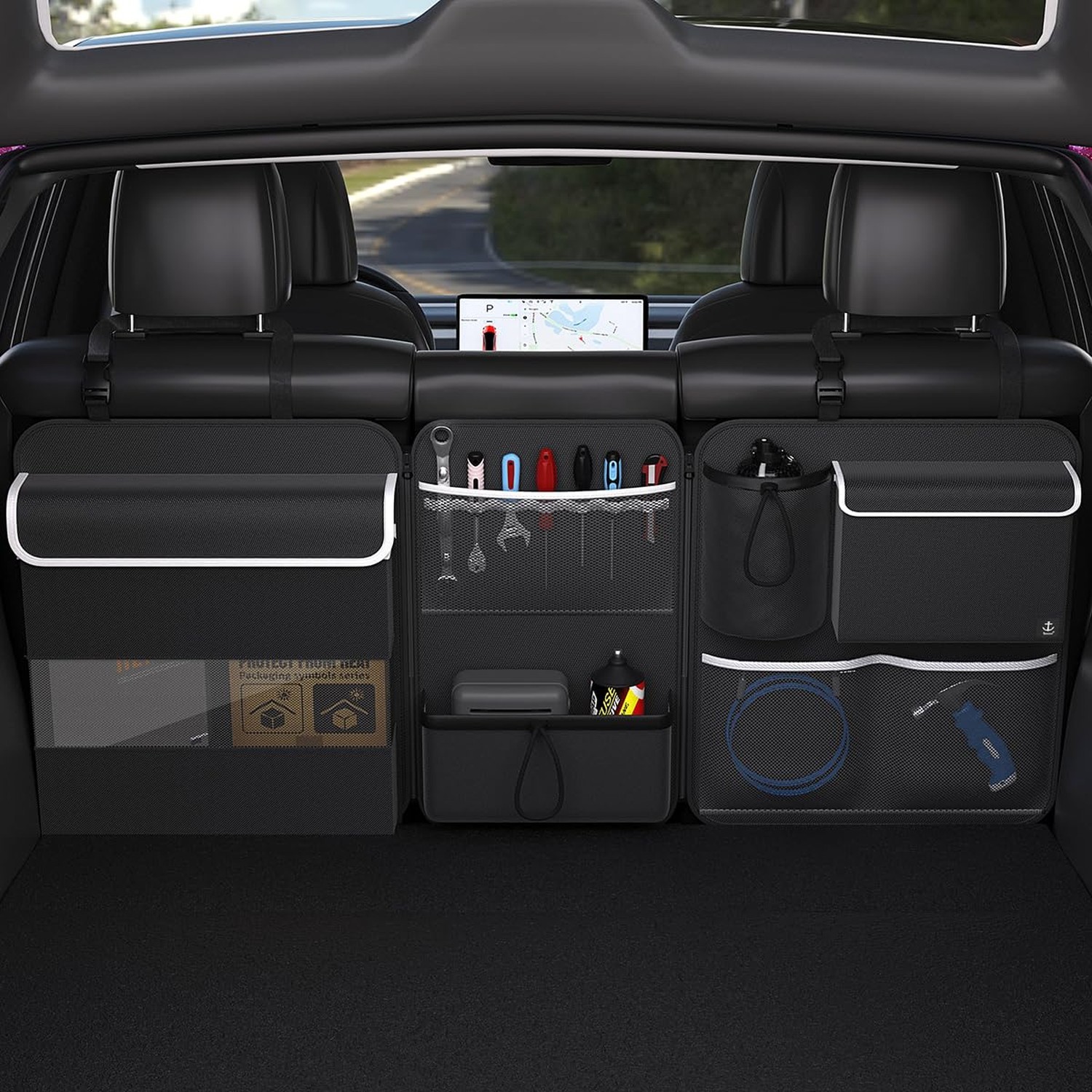 Back Seat Trunk Organizer Hanging Car Organizer Trunk Foldable Cargo Storage ...