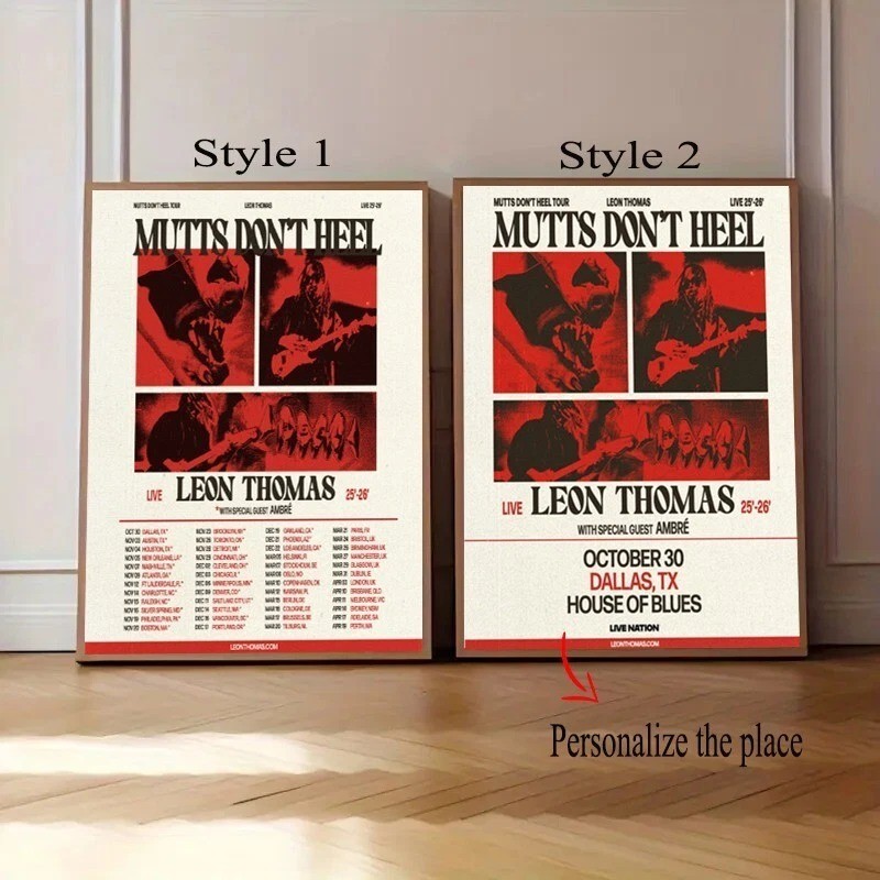 HOT!!! Leon Thomas Mutts Don’t Heel World Tour 2025 2026 Poster Print