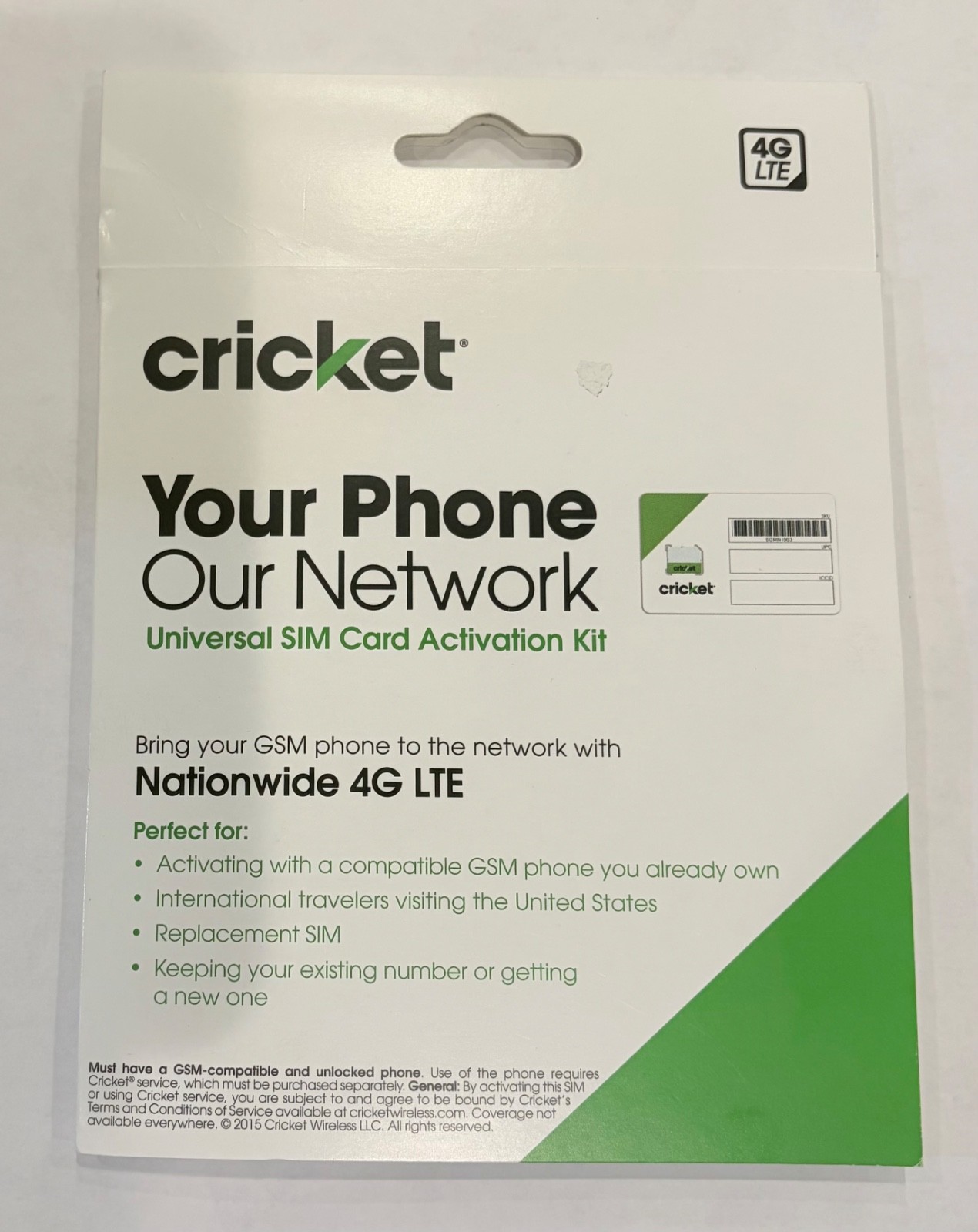 Cricket Wireless Universal Nano SIM Card w/ Adapters Activation Kit 4G LTE