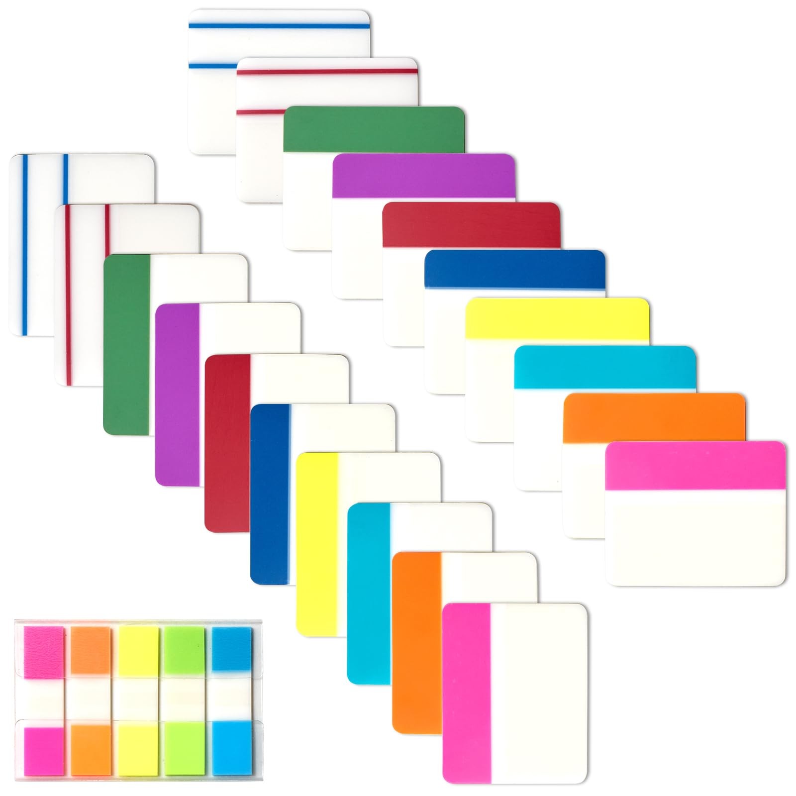 Sticky Index Tabs Book Page - 500Pcs 2 Inch Writable 2x1 inches, Vibrant 