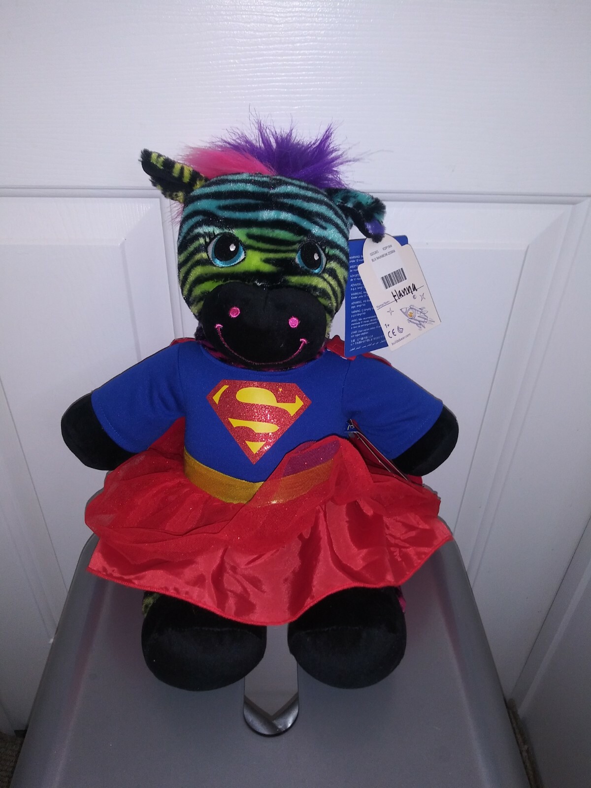 Build A Bear Rainbow Zebra Wild Style Plush Toy 17 Inch Retired BAB Superwoman