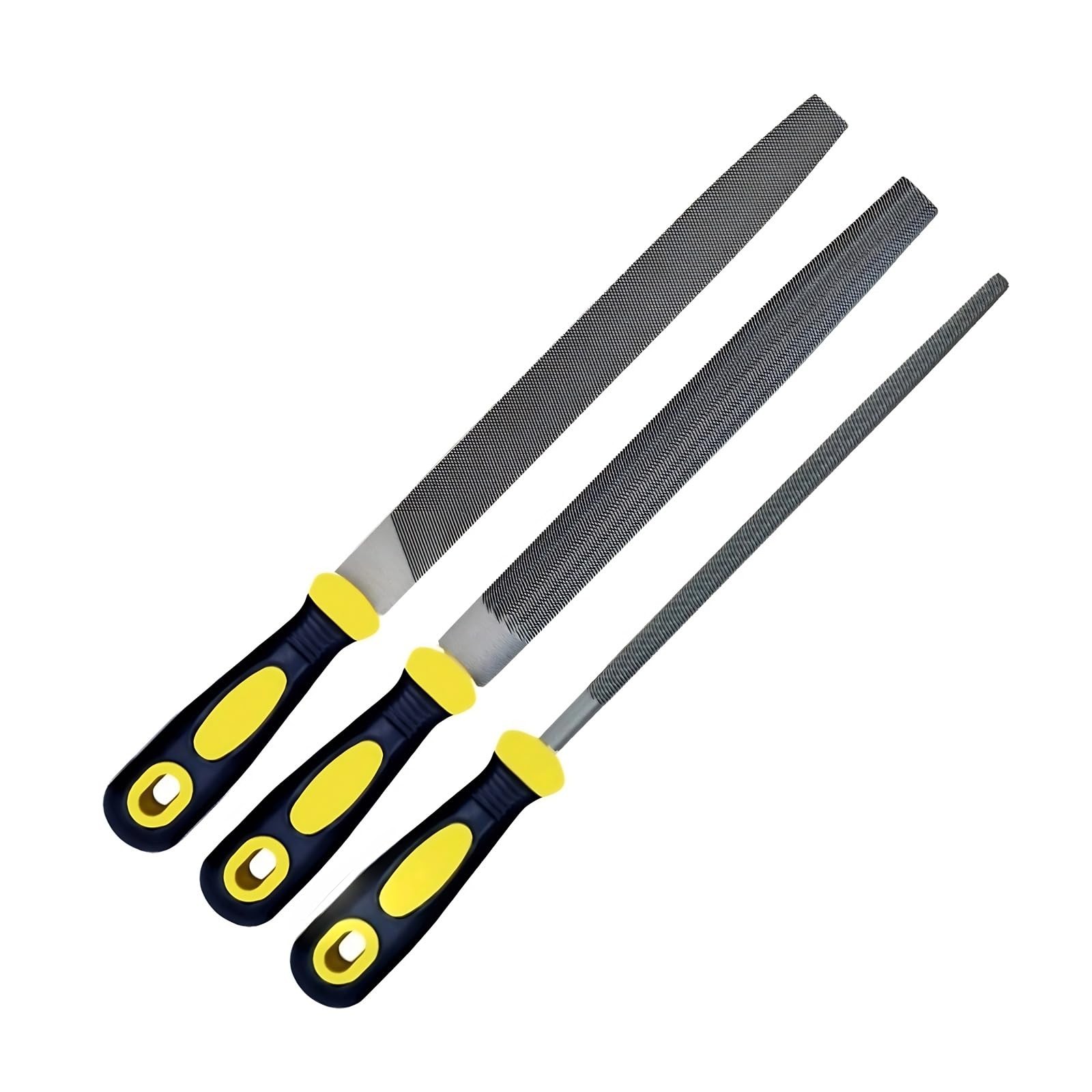 3pc 8-inch Metal File Set Flat Round Half-Round Files for Metal Wood DIY Repair