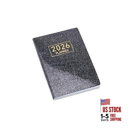  2026 Pocket Planner Mini Weekly Planners 3" x 4" Leather 2026 Starlight Black