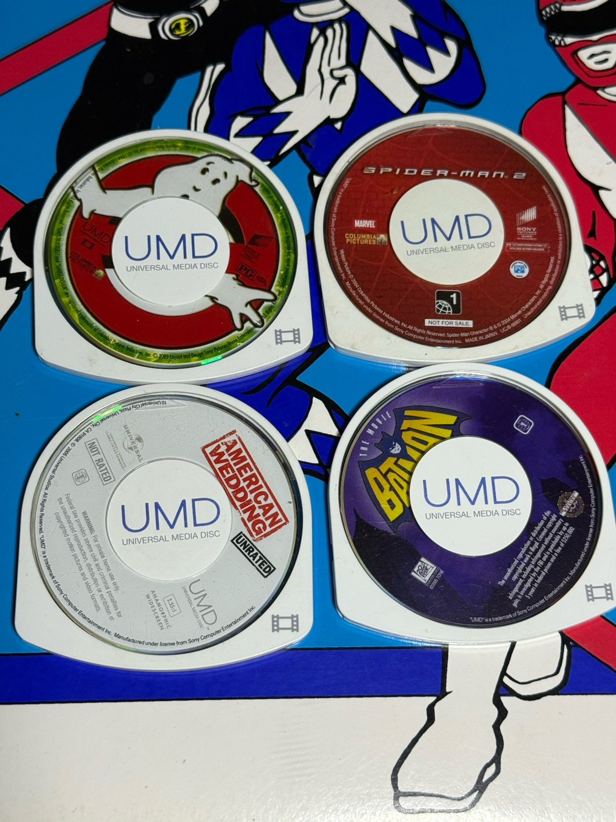 Sony PSP UMD Movie Lot Of 4 Spider-man 2 Batman, Ghostbusters, American Wedding
