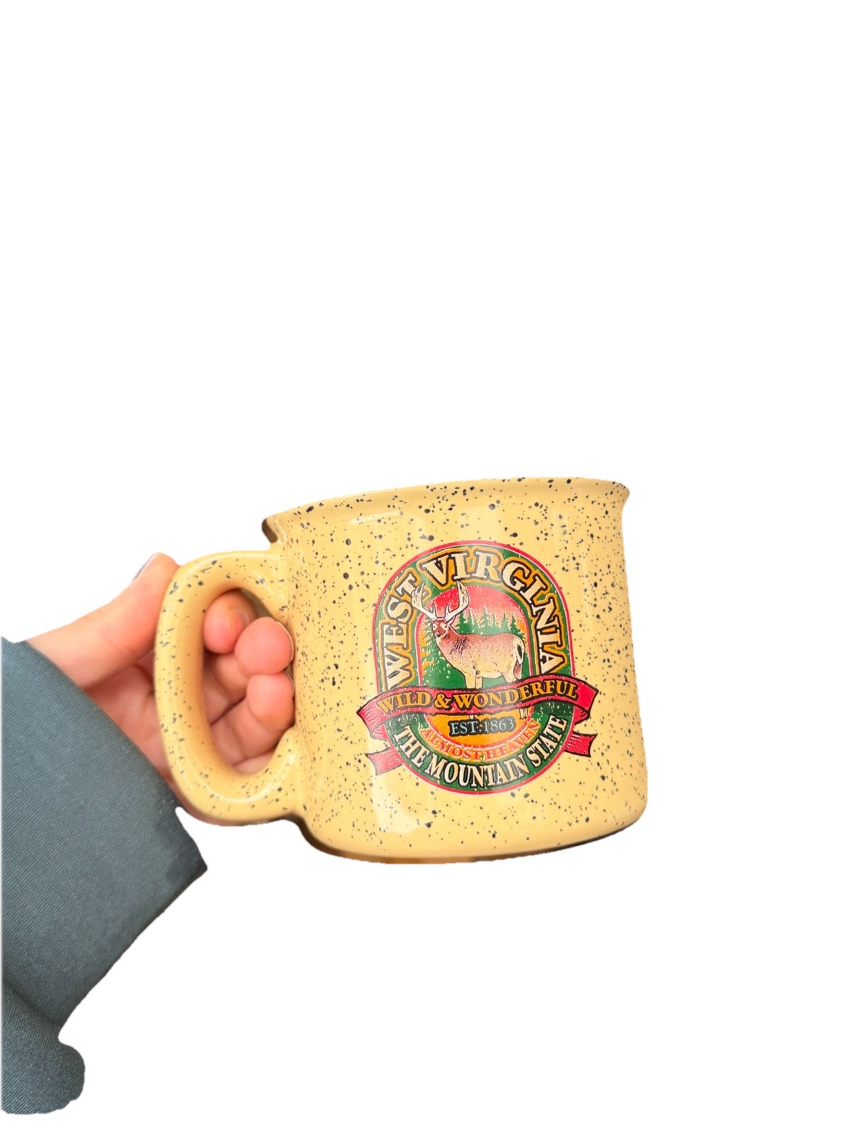 West Virginia Mountain State “Wild And Wonderful” Deer Mug Souvenir 