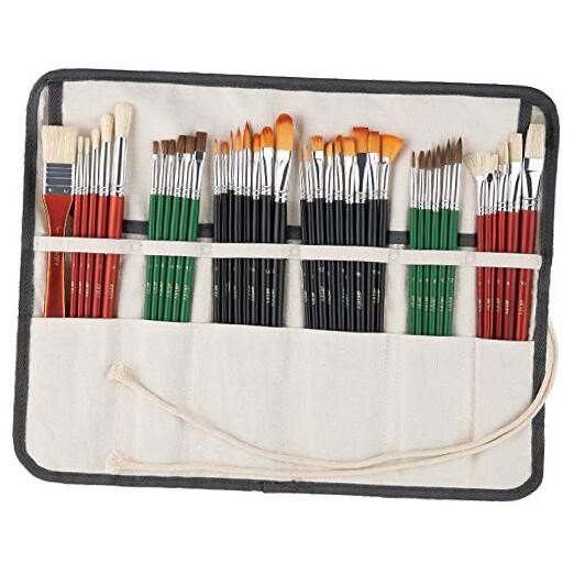 ARTIFY Expert Series Long Handle Paint Brushes Art Set for Acrylic Oil 41 Pcs
