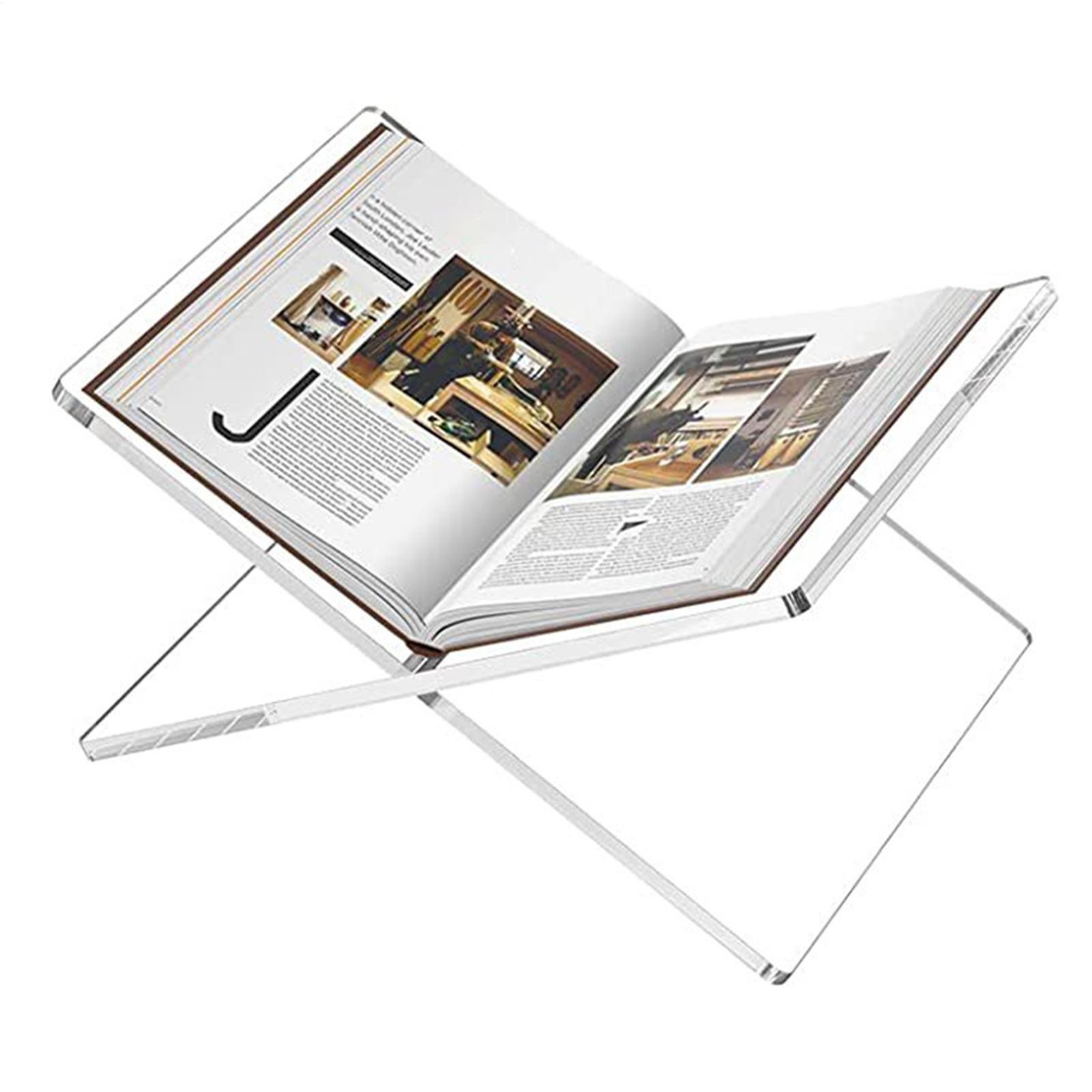 Clear Acrylic Book Stand - Open Book Holder For Reading, Displaying Magazines