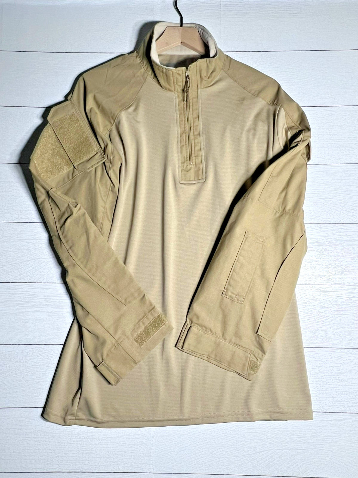 Vertx Recon Combat Shirt Mens Large Desert Tan Tactical 1/4 Zip Long Sleeve