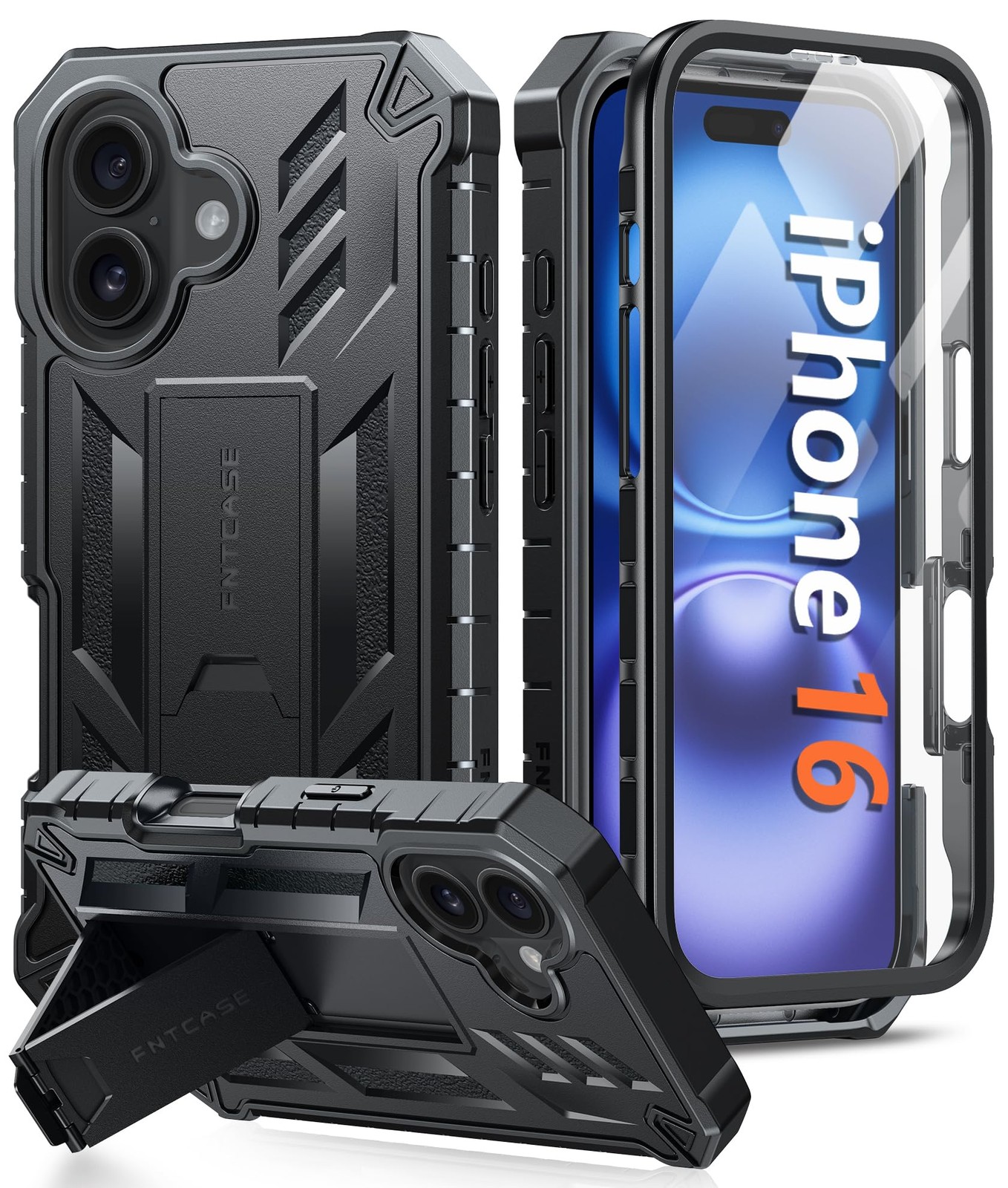 Phone Case for iPhone 16 6.1 Inch Shockproof Dual Layer Protective Cover Black