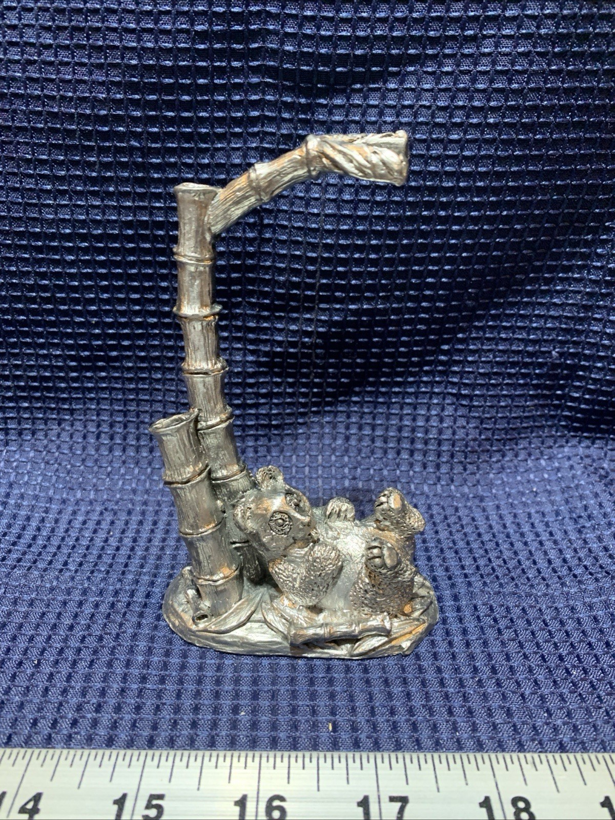 Michael A Ricker Pewter Panda Bell Holder Bamboo Figure 83' 3449/4425 5" No Bell