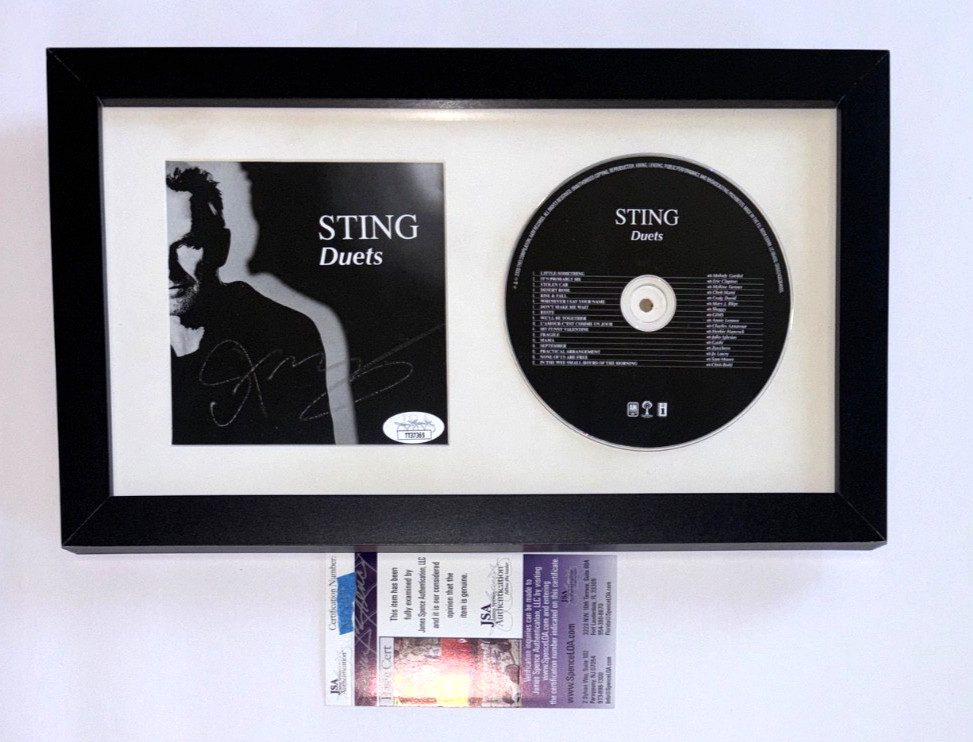 STING SIGNED DUETS FRAMED CD COVER INSERT THE POLICE SINGER JSA