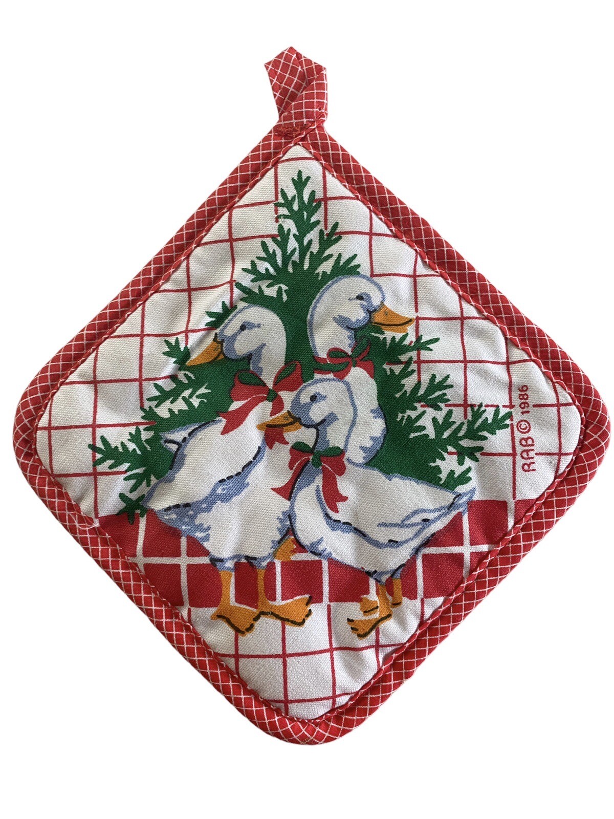  1980s Vintage Christmas Hot Pad Ducks Holiday