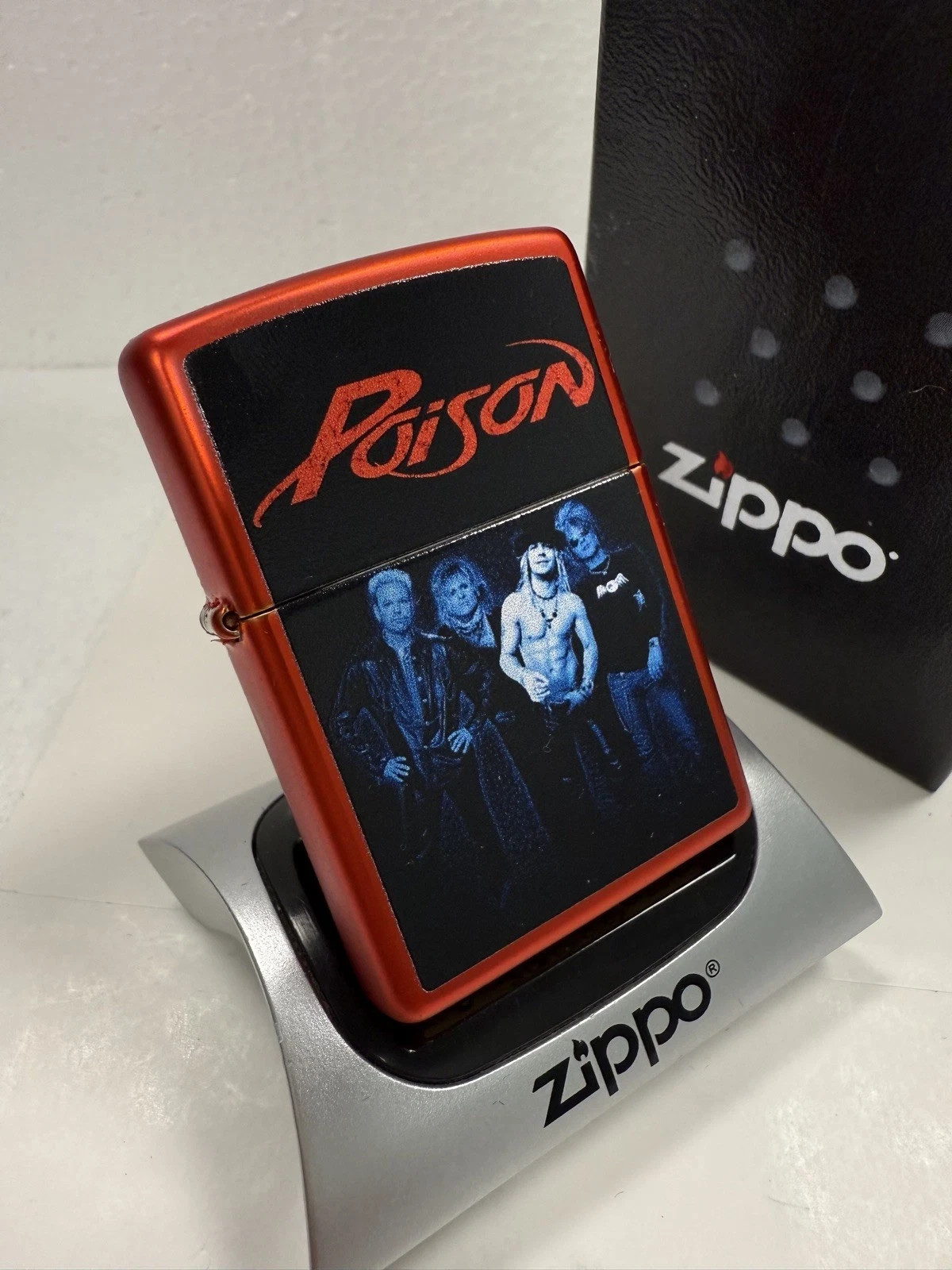 GENUINE Zippo Lighter POISON BAND MEMBERS Metallic Red NEW IN BOX FAST POST