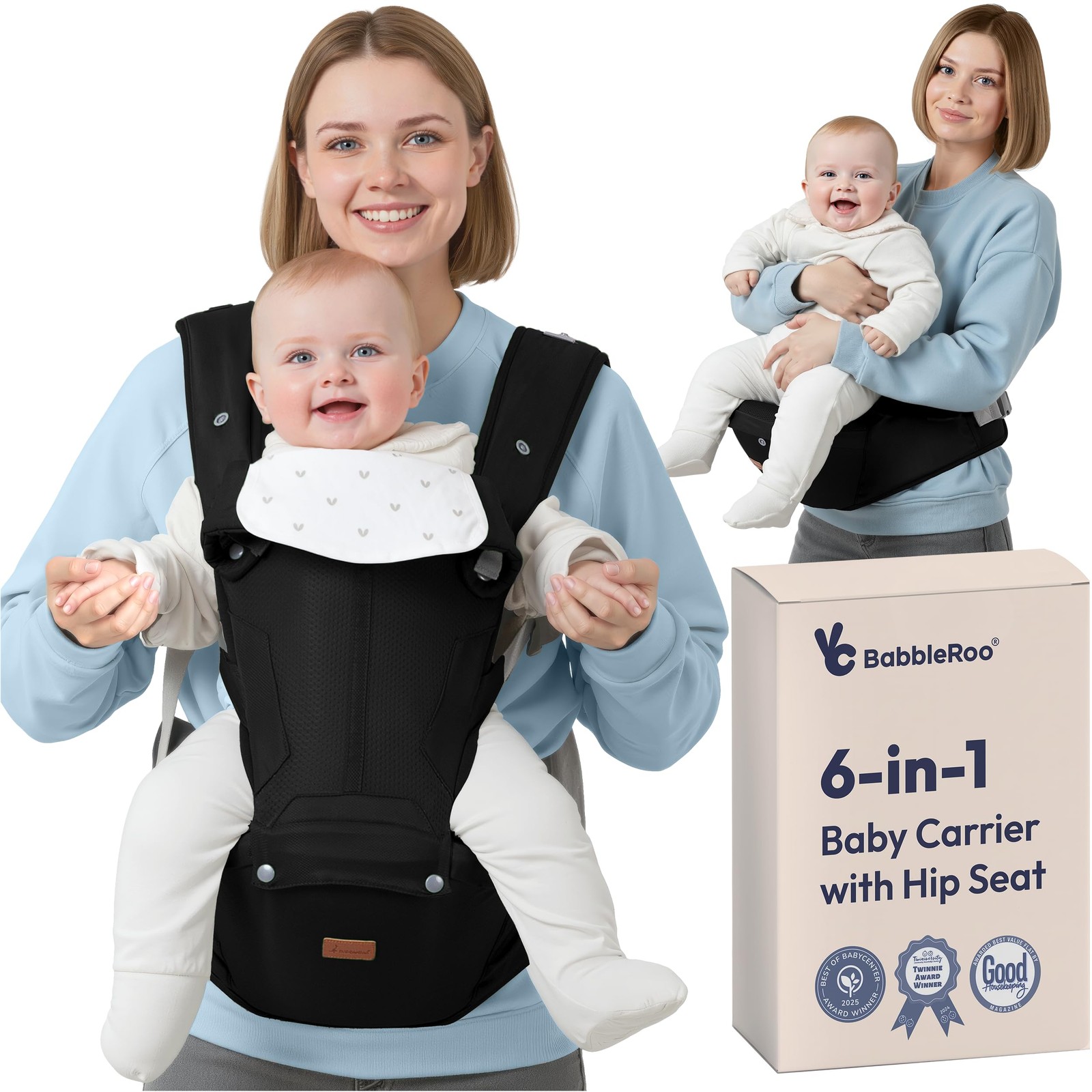 Grow Carrier – Safety-Certified 6-in-1 Toddler & Baby Carrier with Hip Seat, ...