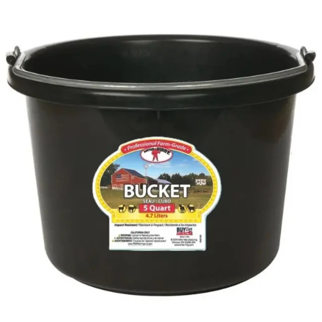Miller Manufacturing Bucket Plastic Black 5 Qt Farm-Grade