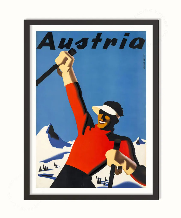Austria Vintage Ski Poster: Retro Alpine Illustration