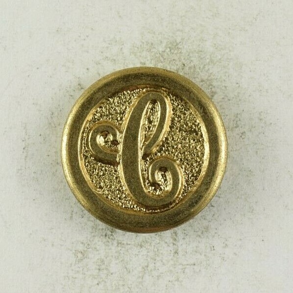 Vintage Letter C Seal Crest Button Original 2 E9AT