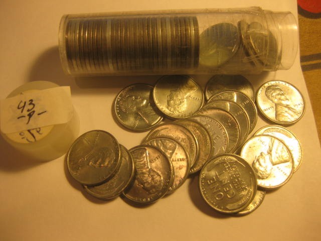 1 Roll ( 50 coins) 1943-P Lincoln Cents UNC.