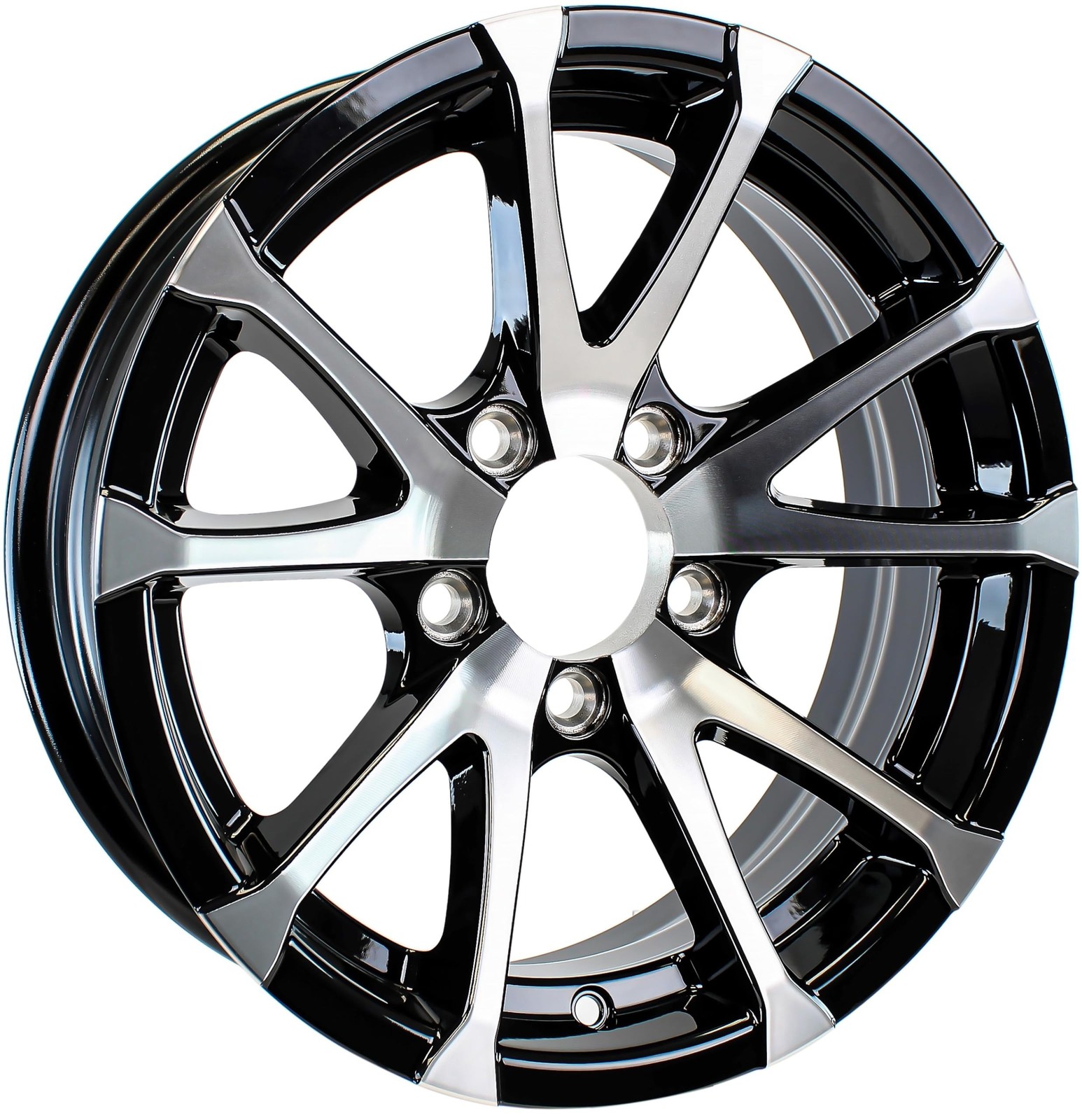 eCustomrim Aluminum Trailer Wheel 15X5 15 Inch Rim Black and Machined 5 Lug A...