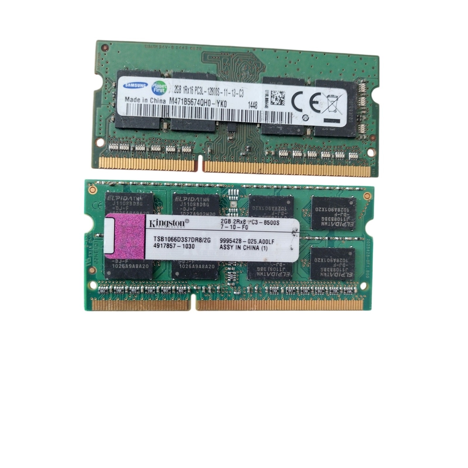 4GB Laptop RAM Lot (2x2GB) - Samsung PC3L-12800S & Kingston PC3-8500S