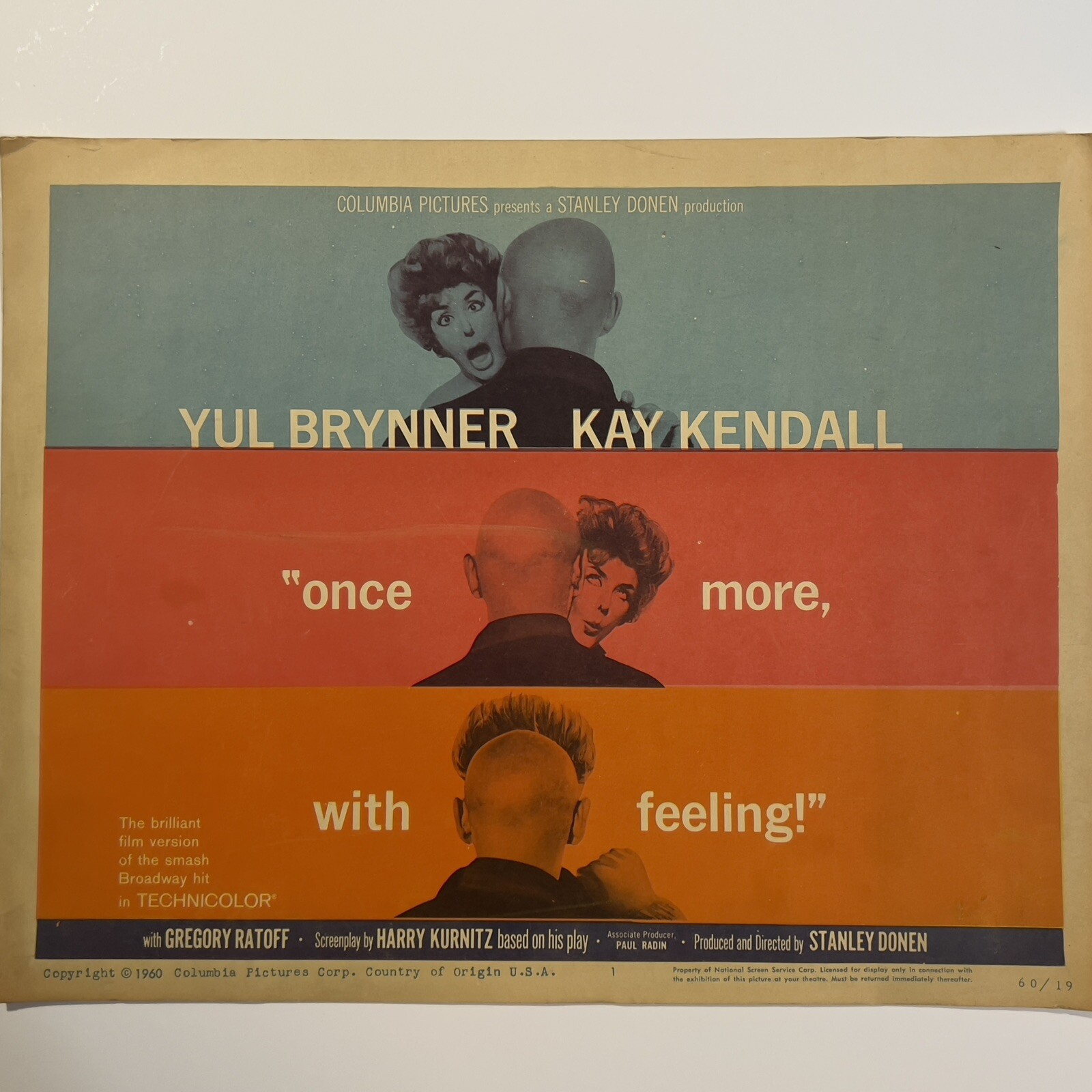Original Once More With Feeling 11x14 Lobby Card Yul Brynner Kay Kendall 1960