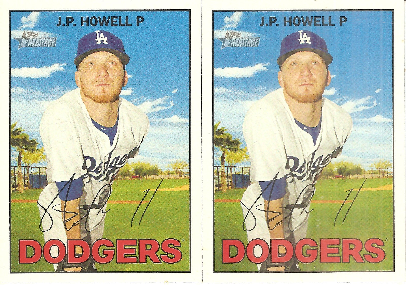 2 CARD 2016 TOPPS HERITAGE J.P. HOWELL BASEBALL CARD LOT