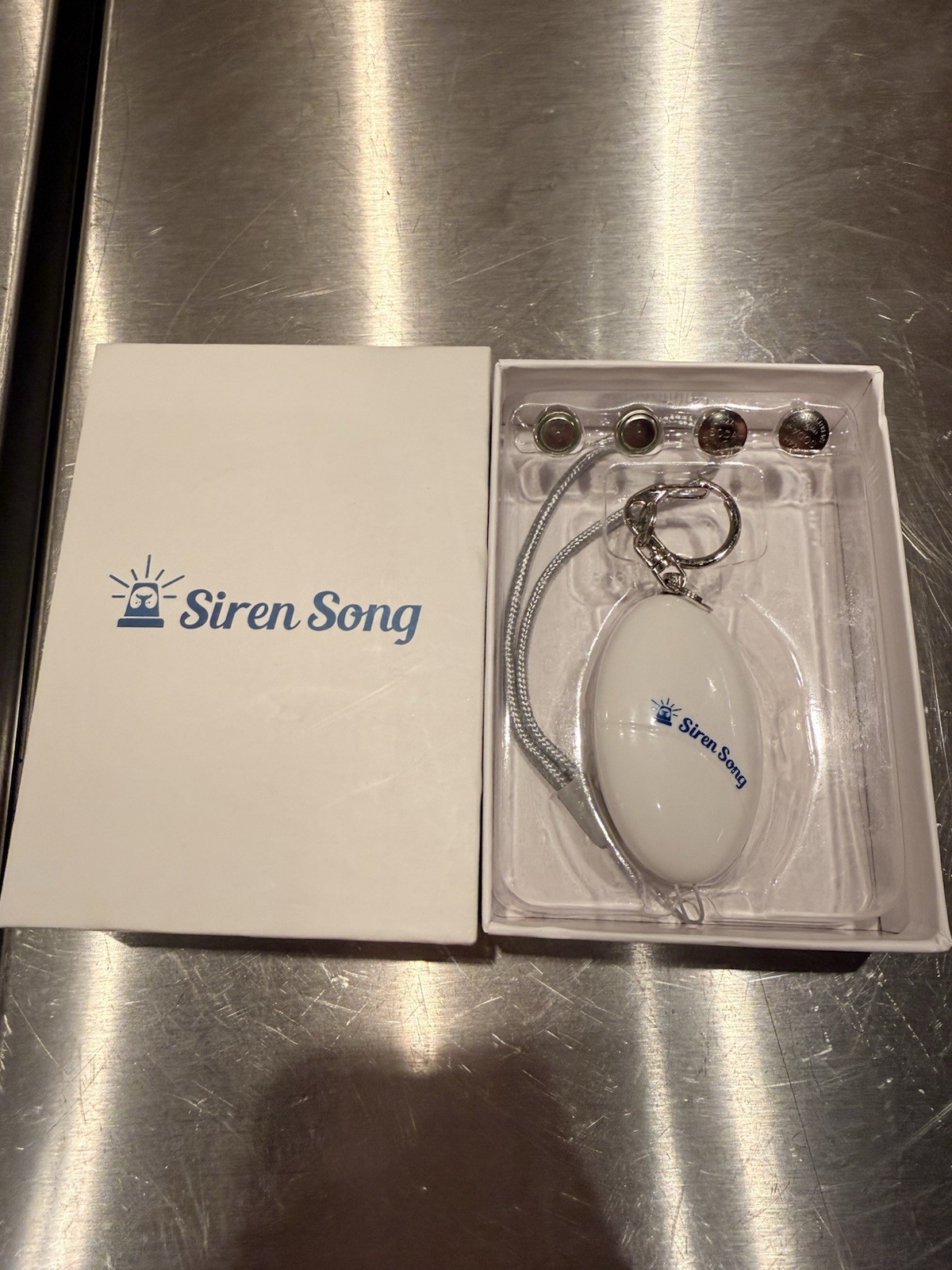 SIREN SONG Personal Safety Security Alarm Keychain White w/Extra Batteries