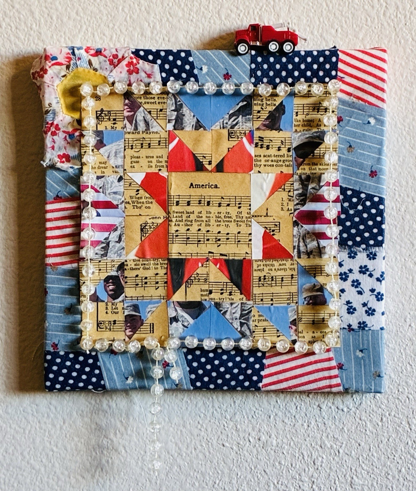 Red White And Blue American Dream Collage Art “Patriots labor” By Rozine
