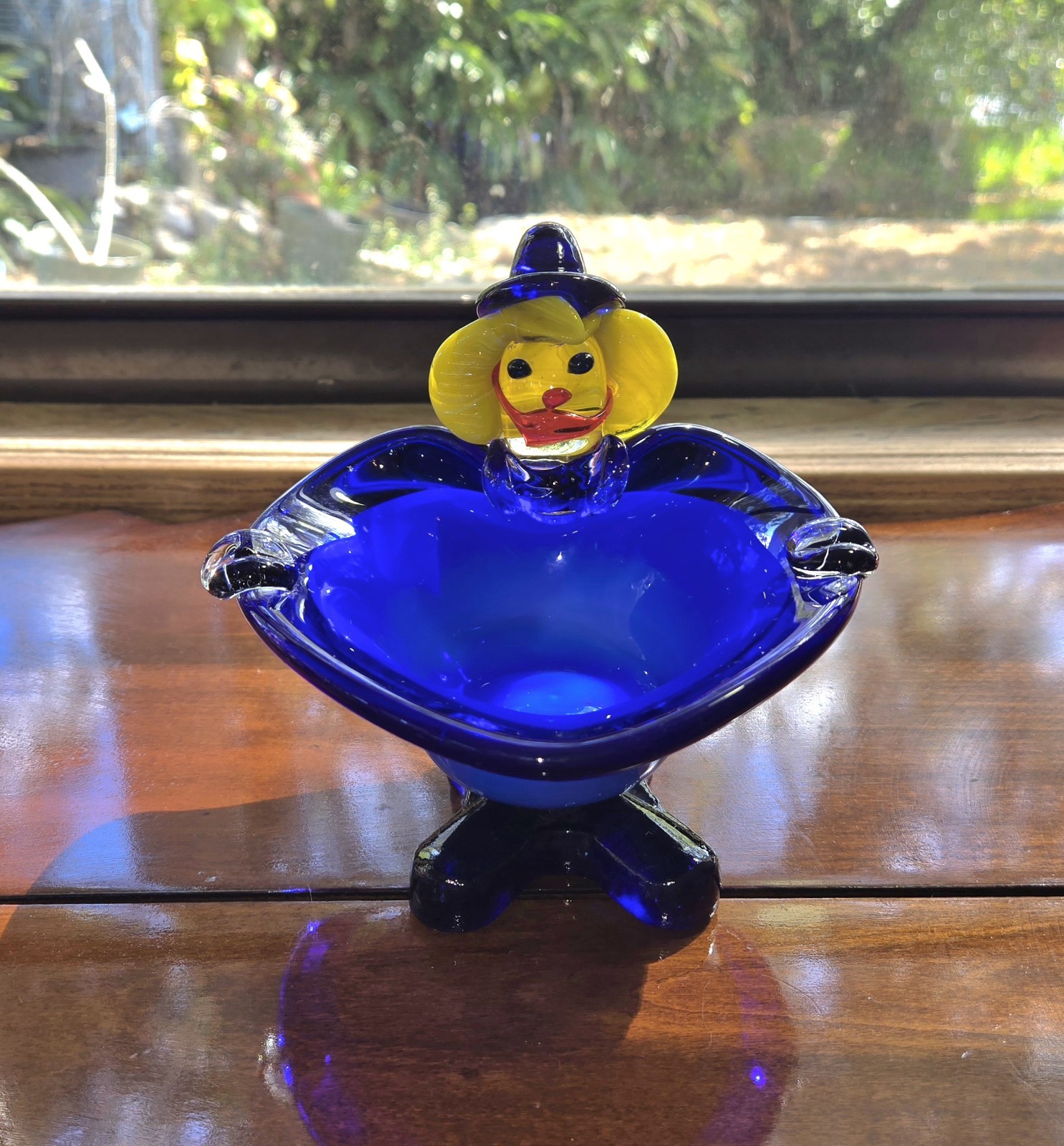 Vintage, MCM, Cobalt Blue Murano  Glass Clown Ashtray/Trinket Dish