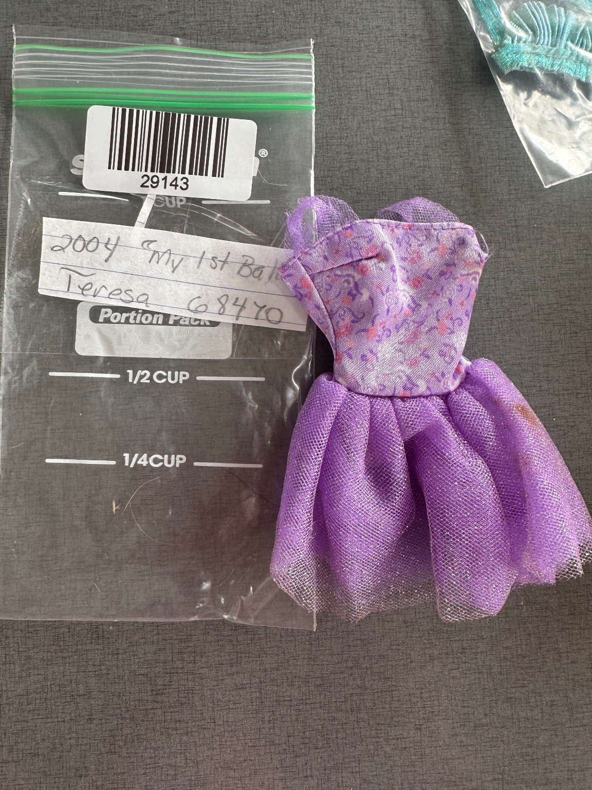 Barbie My First Ballet Teresa Doll Dress Purple Tulle 2004 68470