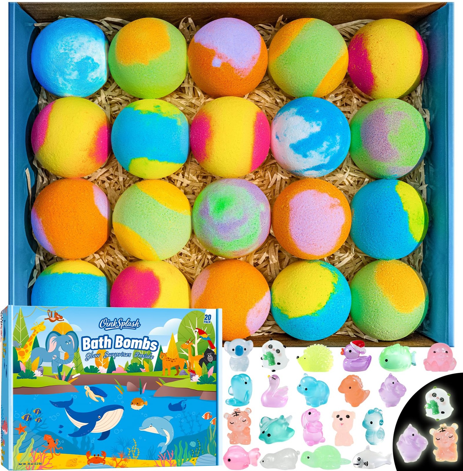 Bath Bombs for Kids with Surprise Inside, 20 20 Count (Pack of 1), Multicolor 