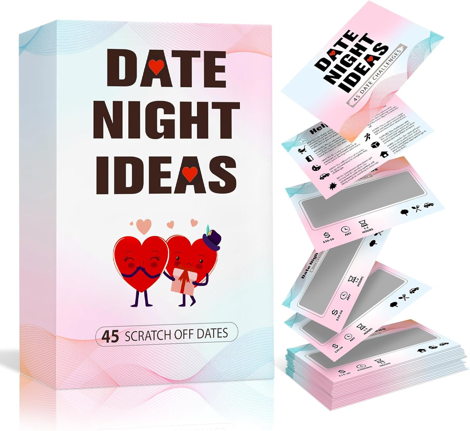 45 Date Night Ideas Scratch-Off Cards Couples Game Fun Anniversary Valentine Gif