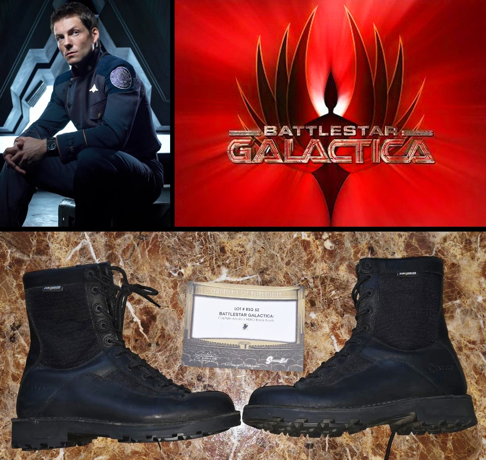 BATTLESTAR GALACTICA 2004: Apollo/Jamie Bamber HERO Boots w/COA