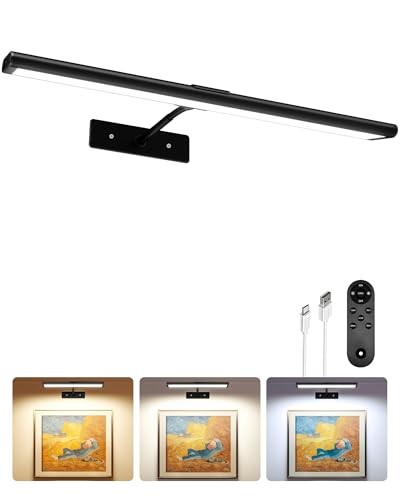  Picture Light for Wall, 4800mAh Rechargeable Wireless Remote 1Pack-16in Black