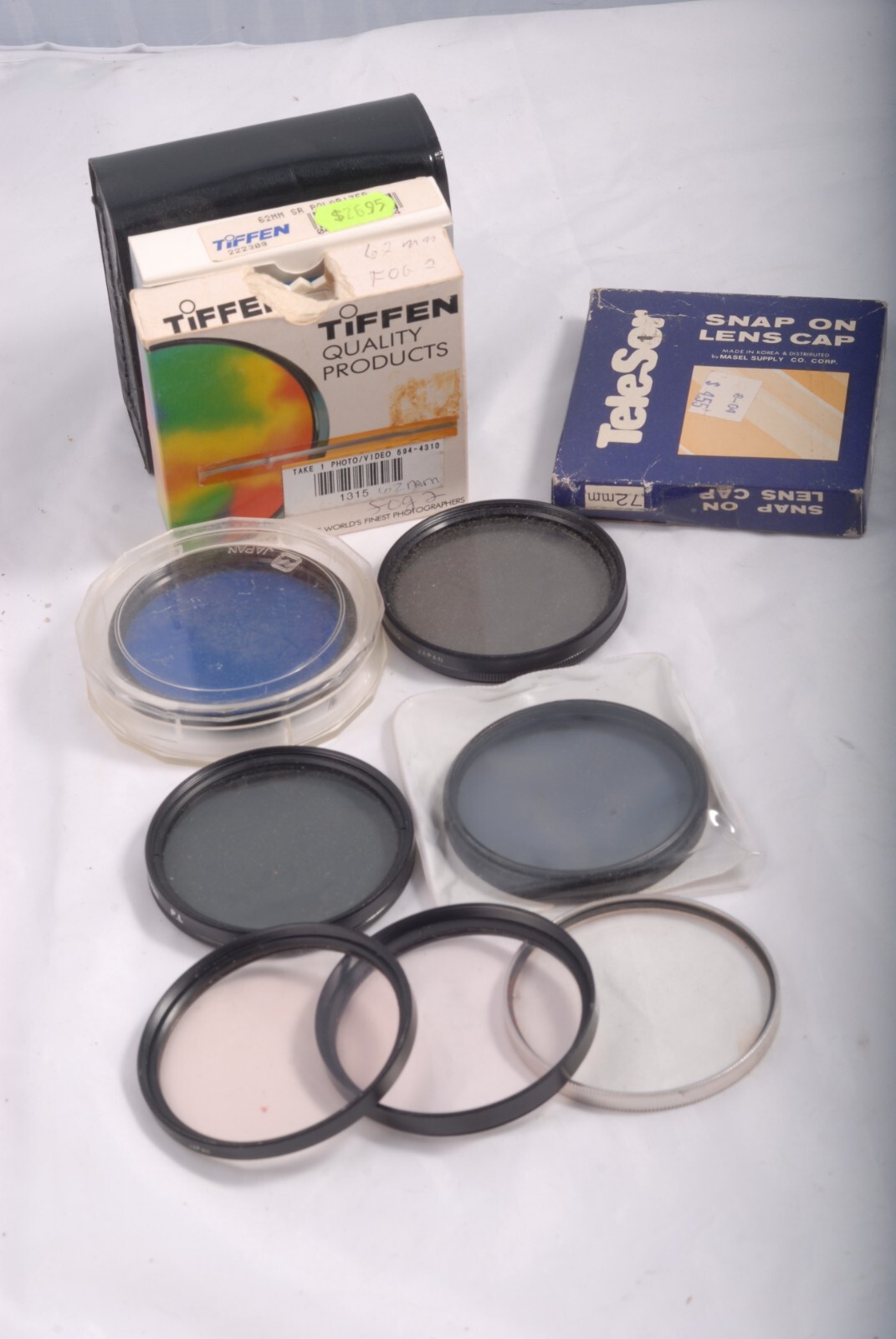 Lot of 9 - 62mm Assorted Camera Lens Filters (UV, polarizing, 80a, Cloe Up  set)