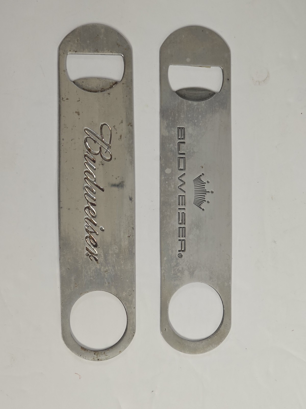 2 BUDWEISER Krown BEER Bartender's Bottle BEER Speed  OPENER 7" Stainless Vintag