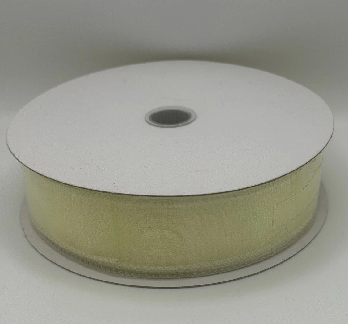Butter Yellow Shiny Sheer Wired Edge Ribbon 1.5”x  50  Yds  Summer Spring