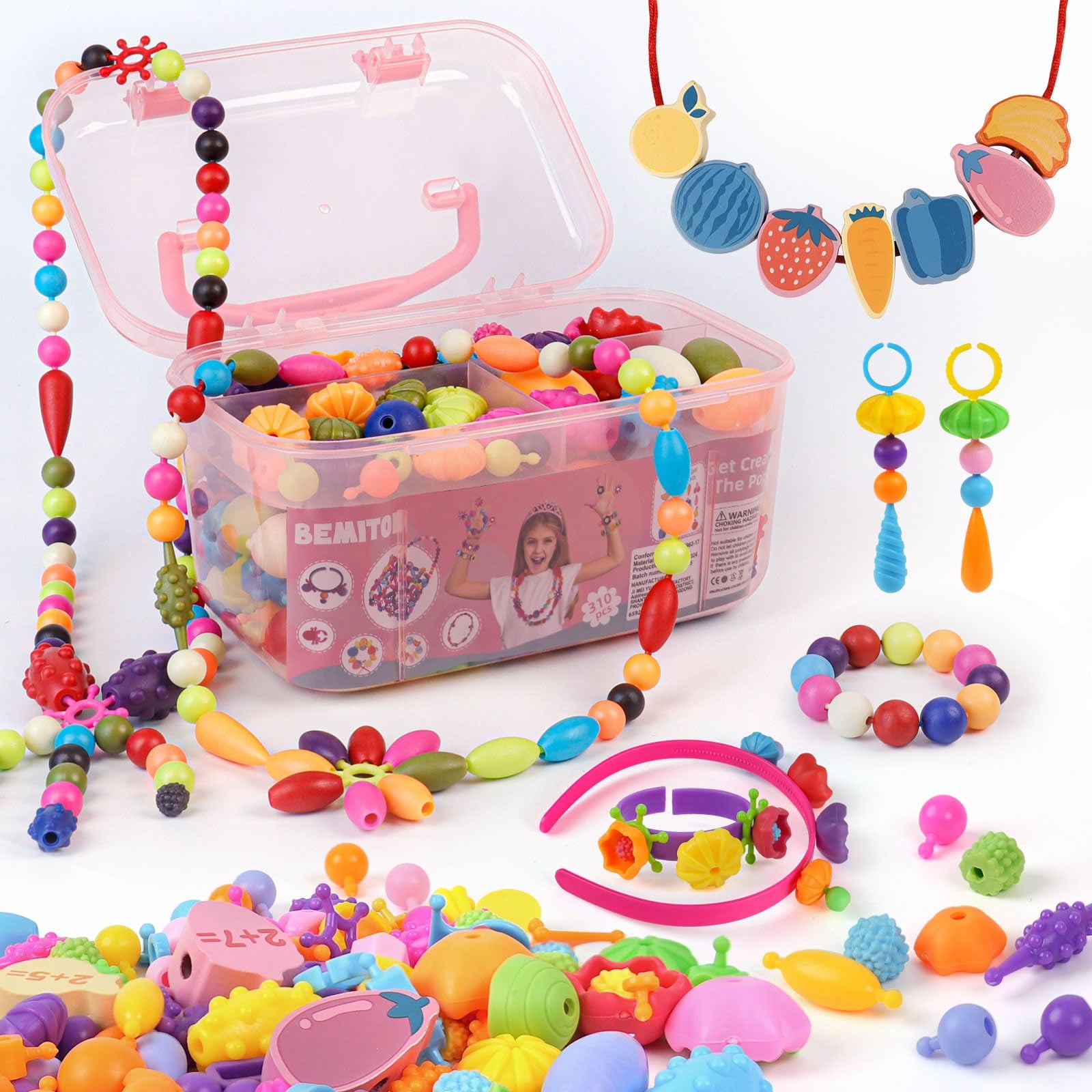 Ideal Birthday Gift for Girls Aged 3 4 5 6 7 - Pop Beads Jewelry Making Kit, ...