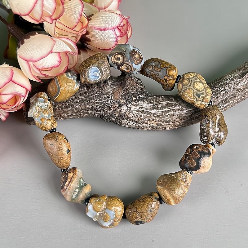 Collector Grade!China Inner Mongolia Gobi Eye Agate Bead Bracelet