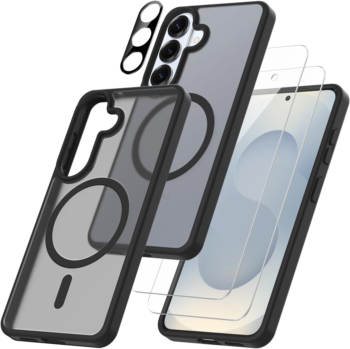 Samsung Galaxy S26 Case with Tempered Glass Screen Protector Camera Lens Cover