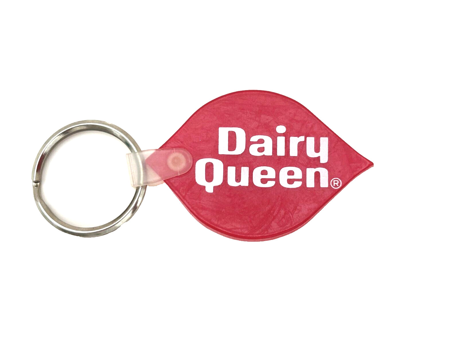 Vintage Dairy Queen Red Rubber Key Chain Ring Fob Zipper Pull Old Logo 3.5"
