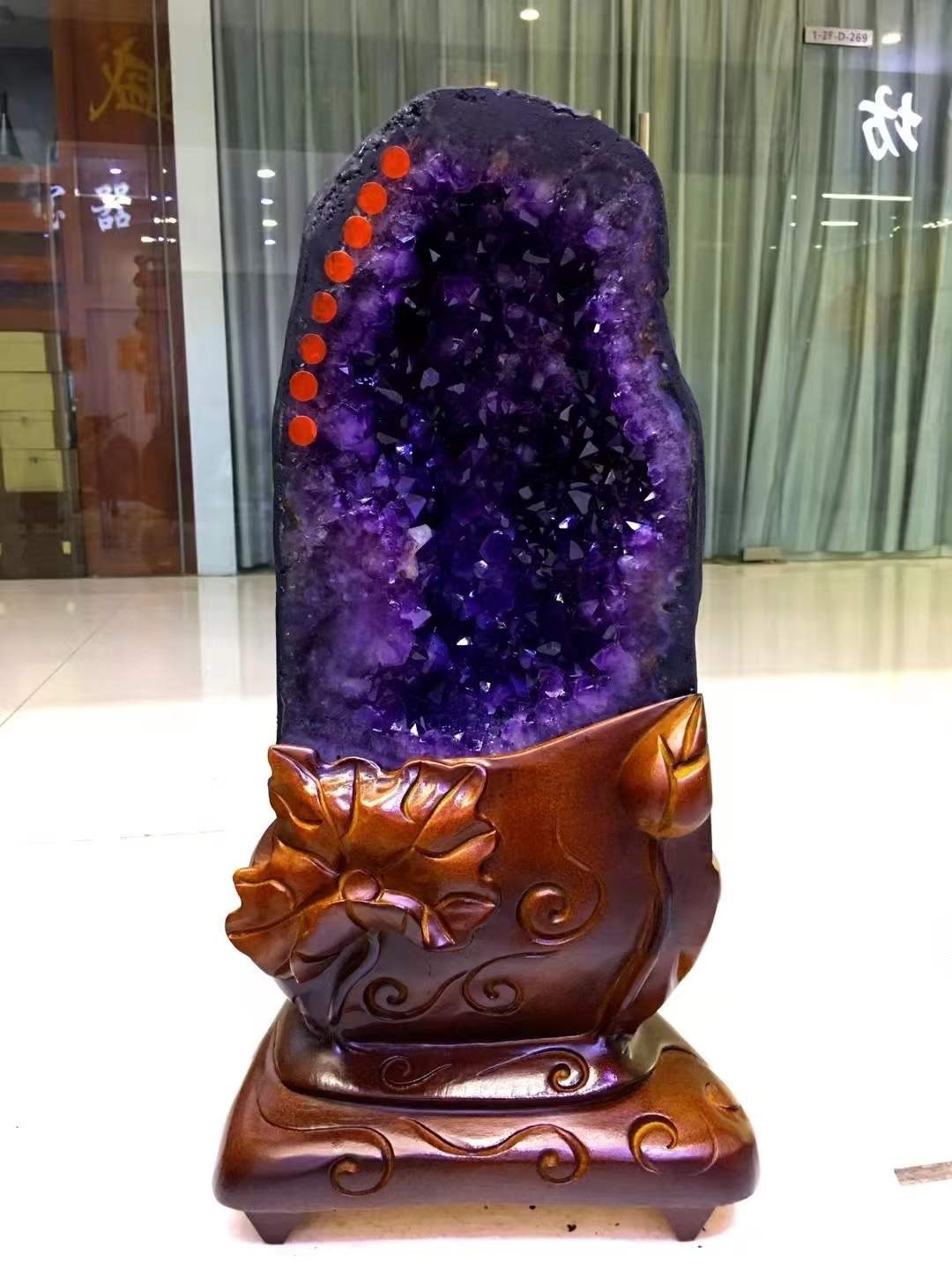 52.7LB Natural amethyst Geode Mineral Specimen Quartz Energy Healing+stand