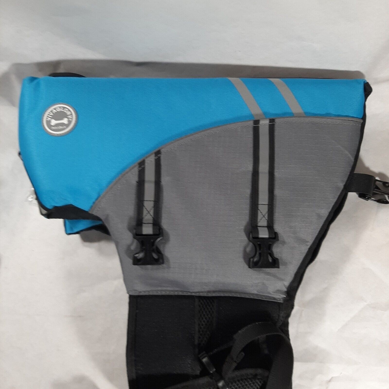 Vivaglory Sports Style Ripstop Dog Life Jacket Safety Rescue Handle Blue Size Lg