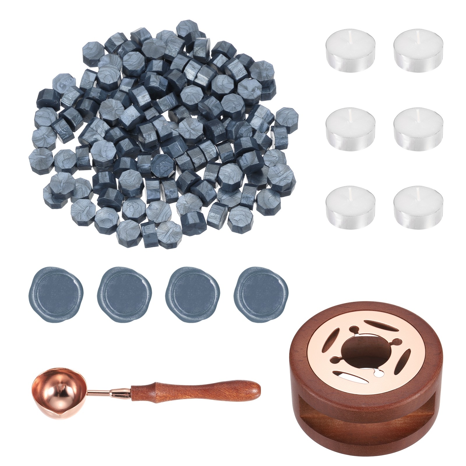 Wax Seal Kit, 150 Wax Beads, Candles, Gray Blue